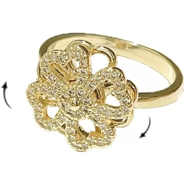 Anxiety CZ Clover Flower Ring for Women Girls Gold Tone Expandable Adjustable Crystal Four Leaf Open Wrap Rings Comfort Fit Dainty Wedding Birthday Valentine Jewelry GiftAnxiety CZ Clover Flower Ring for Women Girls Gold Tone Expandable Adjustable Crystal Four Leaf Open Wrap Rings Comfort Fit Dainty Wedding Birthday Valentine Jewelry Gift