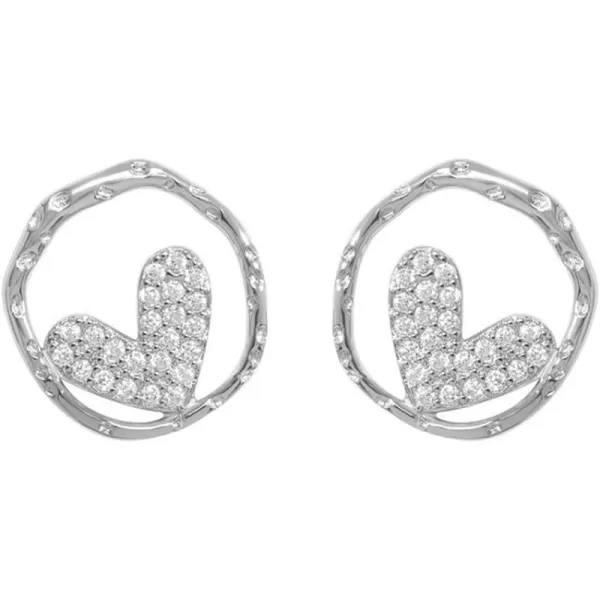Baroque Love Heart Cubic Zirconia Stud Earrings for Women Girls Silver Hypoallergenic Geometrical Circle Round Crystal Studs Dainty Wedding Birthday Anniversary Jewelry GiftsBaroque Love Heart Cubic Zirconia Stud Earrings for Women Girls Silver Hypoallergenic Geometrical Circle Round Crystal Studs Dainty Wedding Birthday Anniversary Jewelry Gifts