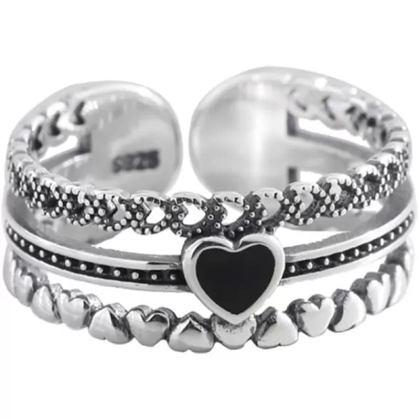 Black CZ Heart Ring for Mom Girlfriend Women Girls Sterling Silver Statement Expandable Open Bands Infinity Love Rings Vintage Jewelry Dainty Anniversary Christmas Valentines GiftBlack CZ Heart Ring for Mom Girlfriend Women Girls Sterling Silver Statement Expandable Open Bands Infinity Love Rings Vintage Jewelry Dainty Anniversary Christmas Valentines Gift