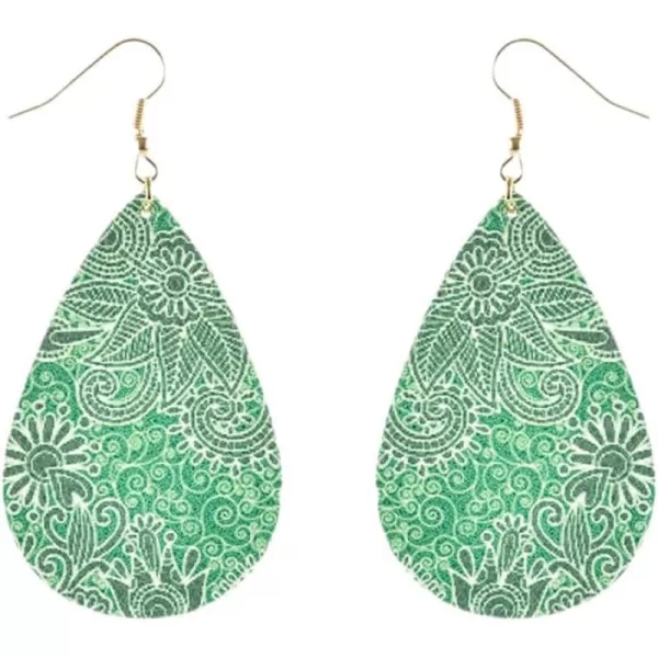 Boho Green Leaf Flower Leather Earrings for Women Girls Long Big Teardrop Daisy Printing Statement Drop Dangle Hook Stud Handmade Lightweight Bohemian Antique Beachy JewelryBoho Green Leaf Flower Leather Earrings for Women Girls Long Big Teardrop Daisy Printing Statement Drop Dangle Hook Stud Handmade Lightweight Bohemian Antique Beachy Jewelry