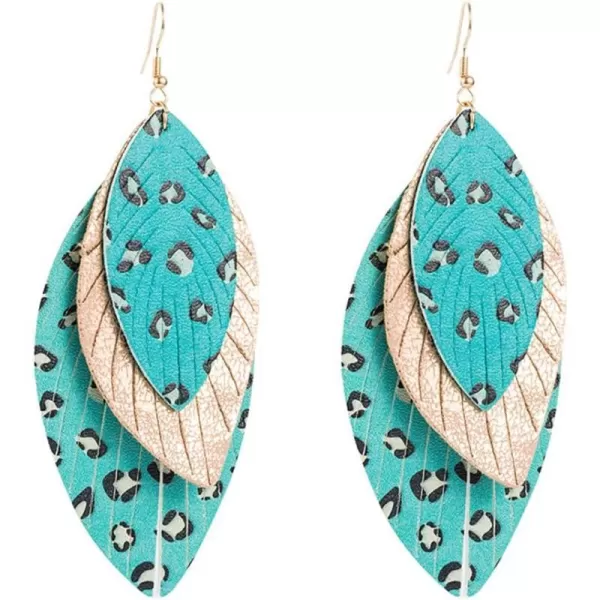 Boho Layered Leather Leaf Earrings for Women Girls Vintage Leopard Print Long Big Summer Statement Drop Dangle Hook Stud Lightweight Vintage Bohemian Beachy Jewelry GreenBoho Layered Leather Leaf Earrings for Women Girls Vintage Leopard Print Long Big Summer Statement Drop Dangle Hook Stud Lightweight Vintage Bohemian Beachy Jewelry Green