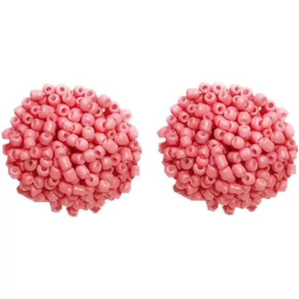 Boho Statement Beaded Stud Earrings for Women Teen Girls Piercing Ear Big Round Cuff Post Screw Back Bohemia Handmade Colorful Seed Mini Beads Cluster Wrap Whimsical Fashion Earrings Jewelrypink