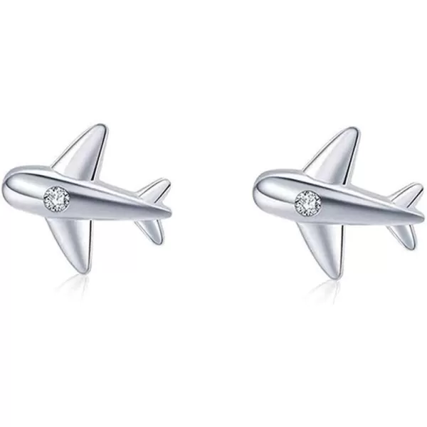 CZ Airplane Earrings for Women Teen Girls S925 Sterling Silver 18K White Gold Plated Cubic Zirconia Inlay Tiny Plane Stud Tragus Post Pin Pierced Ear Hypoallergenic Airline Jewelry Gifts SouvenirCZ Airplane Earrings for Women Teen Girls S925 Sterling Silver 18K White Gold Plated Cubic Zirconia Inlay Tiny Plane Stud Tragus Post Pin Pierced Ear Hypoallergenic Airline Jewelry Gifts Souvenir
