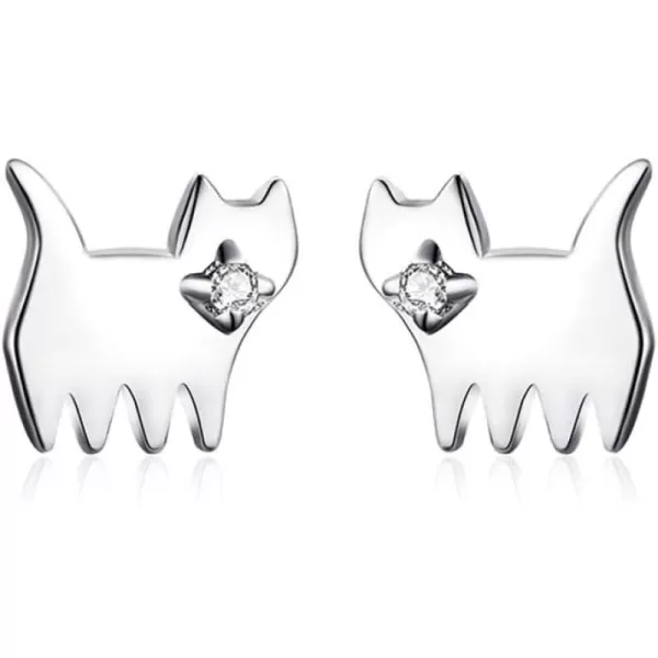 CZ Cute Cat Sterling Silver Tiny Stud Earrings for Women Teen Girls Sensitive Ears Cubic Zirconia Mini Kitty Kitten Lucky Post for Pet Lover Animal Jewelry Christmas Gifts for DaughterCZ Cute Cat Sterling Silver Tiny Stud Earrings for Women Teen Girls Sensitive Ears Cubic Zirconia Mini Kitty Kitten Lucky Post for Pet Lover Animal Jewelry Christmas Gifts for Daughter