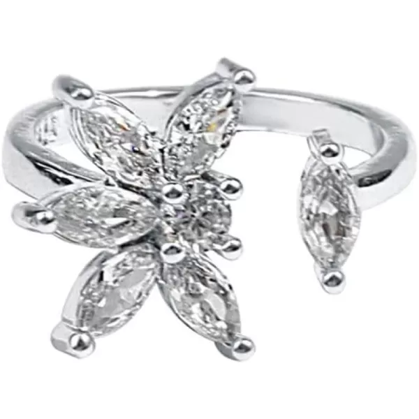 CZ Falling Petal Flower Wedding Ring for Women Girls Silver Plated Rhinestone Statement Engagement Expandable Adjustable Open Wrap Finger Rings Comfort Fit Fashion Crystal Jewelry Valentine BirthdayCZ Falling Petal Flower Wedding Ring for Women Girls Silver Plated Rhinestone Statement Engagement Expandable Adjustable Open Wrap Finger Rings Comfort Fit Fashion Crystal Jewelry Valentine Birthday
