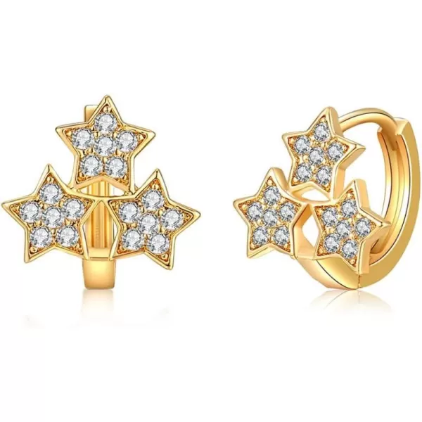 CZ Gold Star Small Hoop Cartilage Earrings for Women Girls Sparkling Cubic Zirconia Tiny Cute Huggie Piercing Stud Hoops Wedding Birthday Party Jewelry Hypoallergenic for Senstive EarCZ Gold Star Small Hoop Cartilage Earrings for Women Girls Sparkling Cubic Zirconia Tiny Cute Huggie Piercing Stud Hoops Wedding Birthday Party Jewelry Hypoallergenic for Senstive Ear