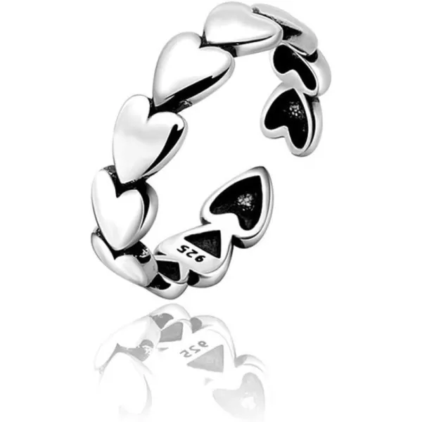 CZ Heart S925 Sterling Silver Ring for Women Girls Dainty Crystal Engagement Promise Love Expandable Open Finger Statement Stacking Rings Adjustable Fashion Valentines Anniversary JewelryCZ Heart S925 Sterling Silver Ring for Women Girls Dainty Crystal Engagement Promise Love Expandable Open Finger Statement Stacking Rings Adjustable Fashion Valentines Anniversary Jewelry