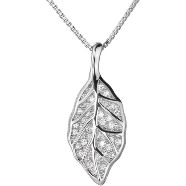 CZ Leaf Pendant Necklace for Women Girls 925 Sterling Silver Dainty Crystal Charms Drop Adjustable Link Chain Choker Necklaces Fashion Jewelry Gifts for Her 17 InchCZ Leaf Pendant Necklace for Women Girls 925 Sterling Silver Dainty Crystal Charms Drop Adjustable Link Chain Choker Necklaces Fashion Jewelry Gifts for Her 17 Inch
