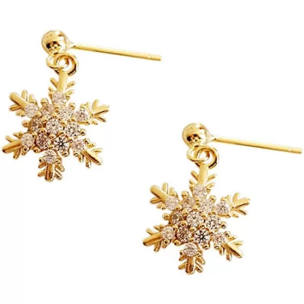 CZ Snowflake Dangle Stud Earrings for Women Girls S925 Sterling Silver Cubic Zirconia Pierced Ear 20g Ball Bead Stud Crystal Star Drop Post Pin Earrings Huggie Fashion Wedding Jewelry gold platedCZ Snowflake Dangle Stud Earrings for Women Girls S925 Sterling Silver Cubic Zirconia Pierced Ear 20g Ball Bead Stud Crystal Star Drop Post Pin Earrings Huggie Fashion Wedding Jewelry gold plated