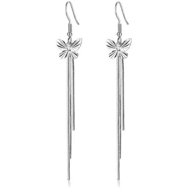 Carved Butterfly Tassel Dangle Hoop Earrings for Women Girls Hypoallergenic White Gold Plated Lightweight Charms Long Snake Chain Drop Dangling Fashion Dainty Jewelry Wedding Birthday AnniversaryCarved Butterfly Tassel Dangle Hoop Earrings for Women Girls Hypoallergenic White Gold Plated Lightweight Charms Long Snake Chain Drop Dangling Fashion Dainty Jewelry Wedding Birthday Anniversary