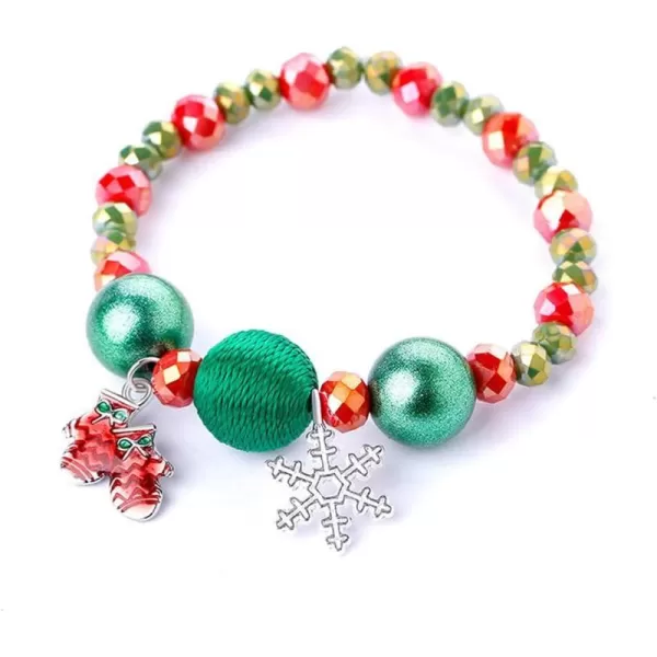 Christmas Beaded Stretch Bracelets for Women Girls Charms Colorful Acrylic Crystal Turquoise Ball Bead Strand Elastic Layer BFF Bracelet Chains Xmas Holiday Accessories Jewelry Gifts for Mother Daughter SnowflakeChristmas Beaded Stretch Bracelets for Women Girls Charms Colorful Acrylic Crystal Turquoise Ball Bead Strand Elastic Layer BFF Bracelet Chains Xmas Holiday Accessories Jewelry Gifts for Mother Daughter Snowflake
