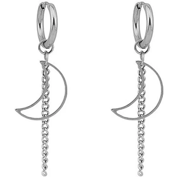 Crescent Moon Tassel Chain Dangle Drop Huggie Hoop Earrings for Women Girls Men 316 Surgical Stainless Steel Charms Dangling Minimalist Small Hoop Cartilage Fashion Unique BTS Fans JewelryCrescent Moon Tassel Chain Dangle Drop Huggie Hoop Earrings for Women Girls Men 316 Surgical Stainless Steel Charms Dangling Minimalist Small Hoop Cartilage Fashion Unique BTS Fans Jewelry