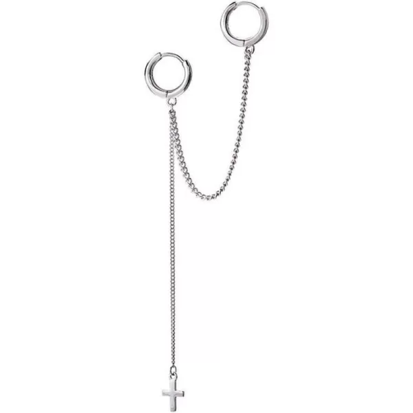 Cross Chain Drop Dangle Small Double Hoop Earrings for Women Girls Sterling Silver Huggie Tassel Slave Chain Dangling 2 Hole Pair Post Multiple Piercing Studs Cartilage Men Personalized JewelryCross Chain Drop Dangle Small Double Hoop Earrings for Women Girls Sterling Silver Huggie Tassel Slave Chain Dangling 2 Hole Pair Post Multiple Piercing Studs Cartilage Men Personalized Jewelry