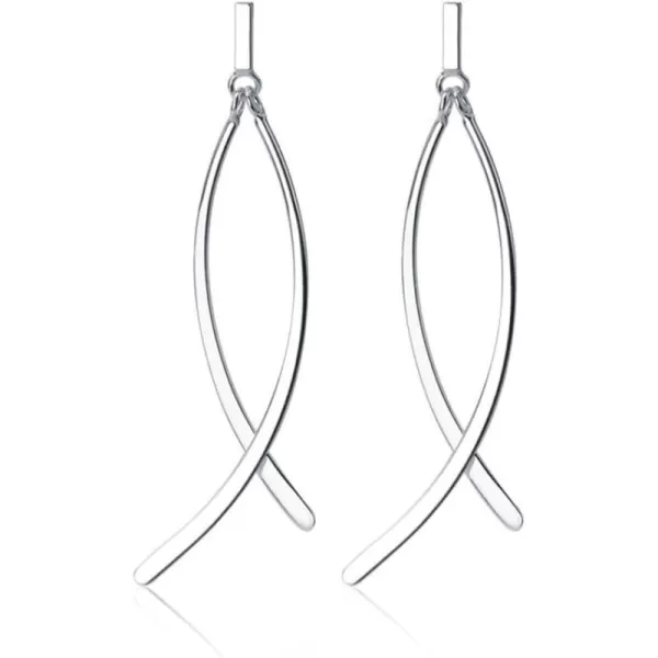 Cross Threader Bar Dangle Earrings for Women Girls 925 Sterling Silver Minimalist Fish Infinity Shaped Drop Dangling Bar Stud Earring Delicate Simple Fashion Jewelry Gifts for Mom SisterCross Threader Bar Dangle Earrings for Women Girls 925 Sterling Silver Minimalist Fish Infinity Shaped Drop Dangling Bar Stud Earring Delicate Simple Fashion Jewelry Gifts for Mom Sister