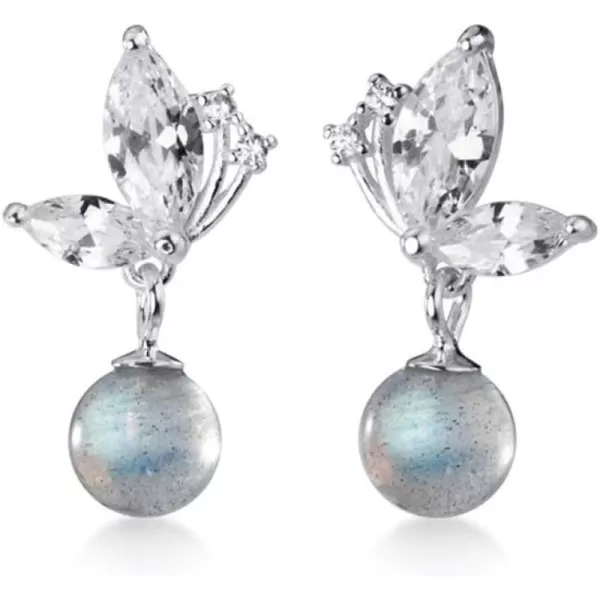 Crystal Butterfly Ball Dangle Stud Earrings for Women Girls S925 Sterling Silver Cubic Zirconia Moon Stone Drop Dangling Dainty Small Stud Earring Elegant Nickel Free Jewelry SilverCrystal Butterfly Ball Dangle Stud Earrings for Women Girls S925 Sterling Silver Cubic Zirconia Moon Stone Drop Dangling Dainty Small Stud Earring Elegant Nickel Free Jewelry Silver