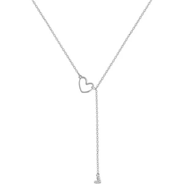 Crystal Love Heart Y Necklaces for Women Girls S925 Sterling Silver Lovely Long Rhinestone Drop Pendant Choker Necklace Chic Adjustable Lariat Style Chain Minimalist Simple JewelryCrystal Love Heart Y Necklaces for Women Girls S925 Sterling Silver Lovely Long Rhinestone Drop Pendant Choker Necklace Chic Adjustable Lariat Style Chain Minimalist Simple Jewelry