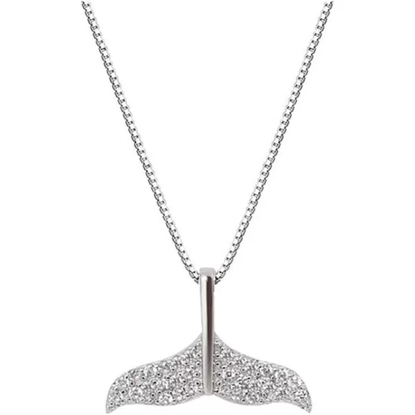 Crystal Mermaid Tail Sterling Silver Necklace for Women Girls Delicate CZ Fish Dolphin Whale Tail Pendant Choker Necklaces 18 Box Chain Fashion Jewelry Birthday Christmas Gifts for Best Friends MomCrystal Mermaid Tail Sterling Silver Necklace for Women Girls Delicate CZ Fish Dolphin Whale Tail Pendant Choker Necklaces 18 Box Chain Fashion Jewelry Birthday Christmas Gifts for Best Friends Mom