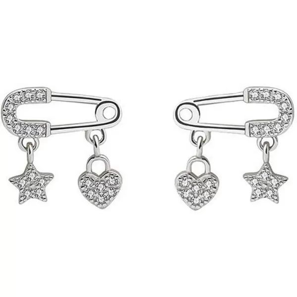 Crystal Safety Pin Sterling Silver Stud Earrings for Women Teen Girls Charms CZ Mini Cute Star Love Heart Drop Dangle Studs Tragus Luck Post Fashion Dainty Jewelry Christmas Valentines Gift SilverCrystal Safety Pin Sterling Silver Stud Earrings for Women Teen Girls Charms CZ Mini Cute Star Love Heart Drop Dangle Studs Tragus Luck Post Fashion Dainty Jewelry Christmas Valentines Gift Silver