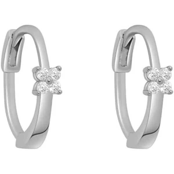 Cute CZ Clover Leaf Silver Small Hoop Earrings for Women Girls Hypoallergenic Mini Cubic Zirconia Cartilage Huggie Hoops Minimalist Dainty Jewelry Gifts 95mm InnerCute CZ Clover Leaf Silver Small Hoop Earrings for Women Girls Hypoallergenic Mini Cubic Zirconia Cartilage Huggie Hoops Minimalist Dainty Jewelry Gifts 95mm Inner