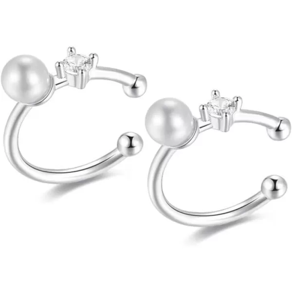 Cute CZ Shell Pearl Cuff Clip on Earrings for Women Girls S925 Sterling Silver Huggie Small Hoop Cartilage Bead Wrap NonPierced Ear Dainty Hypoallergenic Lovely Jewelry Gifts for Daughter NieceCute CZ Shell Pearl Cuff Clip on Earrings for Women Girls S925 Sterling Silver Huggie Small Hoop Cartilage Bead Wrap NonPierced Ear Dainty Hypoallergenic Lovely Jewelry Gifts for Daughter Niece