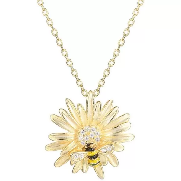 Cute Flower Bee Necklace for Women Girls Sterling Silver 14K Gold Plated Cubic Zirconia Crystal Sunflower Honeybee Animal Pendant Choker Charm Link Chain Dainty Holiday BirthdayCute Flower Bee Necklace for Women Girls Sterling Silver 14K Gold Plated Cubic Zirconia Crystal Sunflower Honeybee Animal Pendant Choker Charm Link Chain Dainty Holiday Birthday