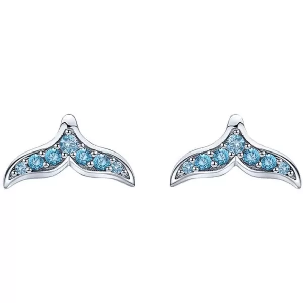 Cute Mermaid Tail CZ Stud Earrings for Women Teen Girls S925 Sterling Silver Bule Cubic Zirconia Crystal Fish Whale Tail Hypoallergenic Tragus Post Pin Dainty Earrings Jewelry Gift for DaughterCute Mermaid Tail CZ Stud Earrings for Women Teen Girls S925 Sterling Silver Bule Cubic Zirconia Crystal Fish Whale Tail Hypoallergenic Tragus Post Pin Dainty Earrings Jewelry Gift for Daughter
