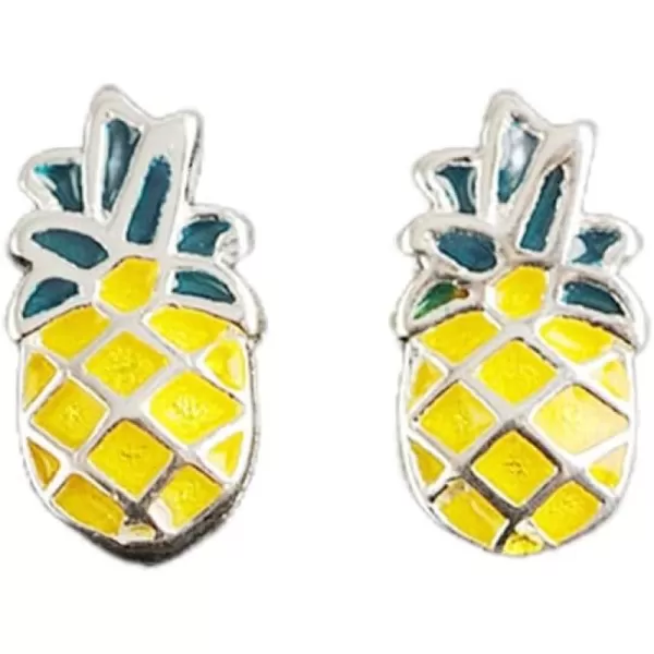 Cute Pineapple Fruits Earrings 925 Sterling Silver Small Stud Earring for Women Girls Yellow Green Enamel Ananas Cartilage Tragus Post Hypoallergenic Dainty Jewelry Gifts for Daughter NieceCute Pineapple Fruits Earrings 925 Sterling Silver Small Stud Earring for Women Girls Yellow Green Enamel Ananas Cartilage Tragus Post Hypoallergenic Dainty Jewelry Gifts for Daughter Niece