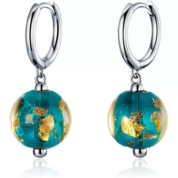 Dainty Blue Earth Drop Dangle Small Hoop Earrings for Women Girls 925 Sterling Silver Gold Continents Round Murano Glass Ball Earring for Sensitive Ear Fashion Jewelry Souvenir GiftDainty Blue Earth Drop Dangle Small Hoop Earrings for Women Girls 925 Sterling Silver Gold Continents Round Murano Glass Ball Earring for Sensitive Ear Fashion Jewelry Souvenir Gift
