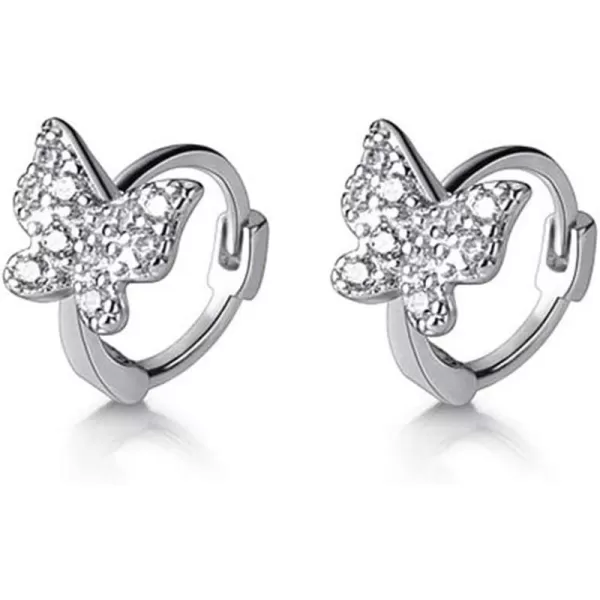 Dainty CZ Butterfly Tiny Cartilage Hoop Earrings for Women Girls 925 Sterling Silver Cubic Zirconia Small Petite Huggie Hoops 6mm Cuff Wrap Piercing Stud Earring Fashion Cute Jewelry SilverDainty CZ Butterfly Tiny Cartilage Hoop Earrings for Women Girls 925 Sterling Silver Cubic Zirconia Small Petite Huggie Hoops 6mm Cuff Wrap Piercing Stud Earring Fashion Cute Jewelry Silver