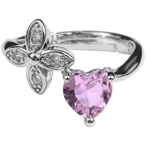 Dainty CZ Heart Flower Wedding Ring for Women Girls 925 Silver Plated Expandable Adjustable Pink Diamond Open Wrap Finger Rings Comfort Fit Elegant Engagement Valentine Anniversary Jewelry GiftDainty CZ Heart Flower Wedding Ring for Women Girls 925 Silver Plated Expandable Adjustable Pink Diamond Open Wrap Finger Rings Comfort Fit Elegant Engagement Valentine Anniversary Jewelry Gift