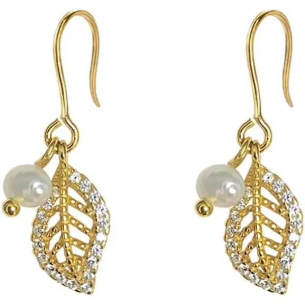 Dainty Pearl CZ Leaf Drop Earring Hooks for Women Girls S925 Sterling Silver 14k Gold Plated Charm Small Cute Crystal Filigree Leaves Dangle Stud Fashion Nickel Free Birthday Wedding Christmas GiftsDainty Pearl CZ Leaf Drop Earring Hooks for Women Girls S925 Sterling Silver 14k Gold Plated Charm Small Cute Crystal Filigree Leaves Dangle Stud Fashion Nickel Free Birthday Wedding Christmas Gifts