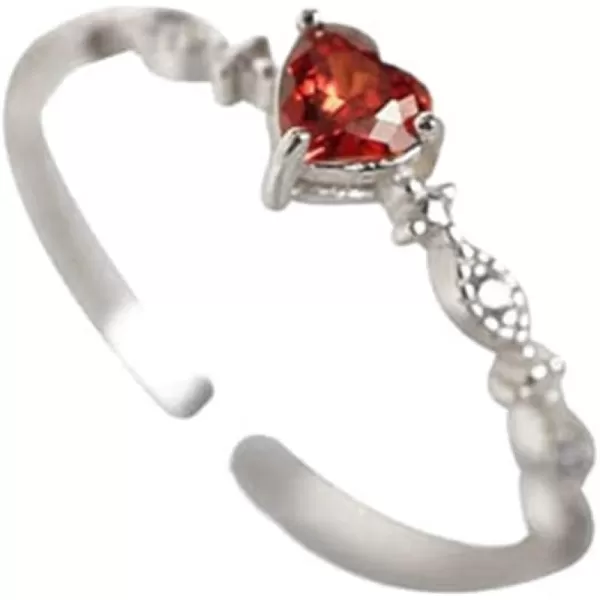 Delicate Red Heart 925 Sterling Silver Statement Adjustable Ring for Women Girls Cubic Zirconia CZ LoveHeart Shaped Beaded Open Wrap Rings Comfort Fit Birthday Wedding Anniversary Jewelry Size 610Delicate Red Heart 925 Sterling Silver Statement Adjustable Ring for Women Girls Cubic Zirconia CZ LoveHeart Shaped Beaded Open Wrap Rings Comfort Fit Birthday Wedding Anniversary Jewelry Size 610