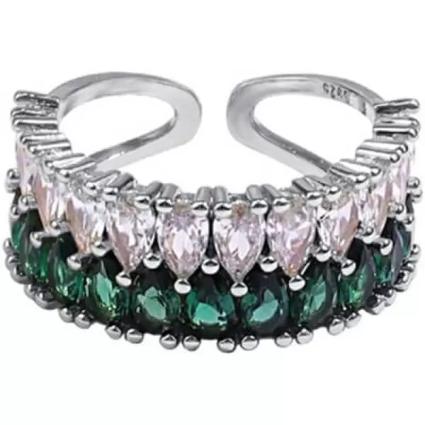 Double Color CZ Engagement Ring for Women Girls 925 Silver Plated Expandable Adjustable Teardrop Shape Green and Clear Diamond Paved Statement Open Wrap Rings Comfort Fit Wedding Valentine Party JewelryDouble Color CZ Engagement Ring for Women Girls 925 Silver Plated Expandable Adjustable Teardrop Shape Green and Clear Diamond Paved Statement Open Wrap Rings Comfort Fit Wedding Valentine Party Jewelry