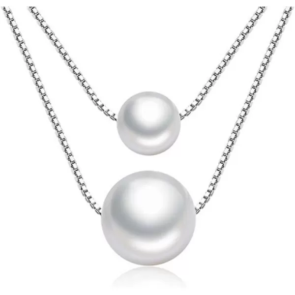 Double Layered Pearl Choker Necklace for Women Girls Copper Tiny 2 Pearls 810mm Ball Bead Pendant Multilayer Tiered Box Chain Collar Necklace Dainty Wedding Jewelry 18Double Layered Pearl Choker Necklace for Women Girls Copper Tiny 2 Pearls 810mm Ball Bead Pendant Multilayer Tiered Box Chain Collar Necklace Dainty Wedding Jewelry 18