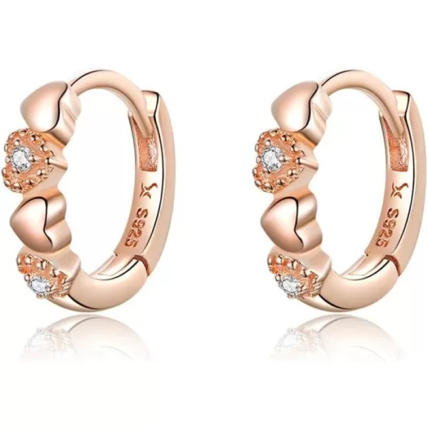 Double Love Heart Cubic Zirconia Sleeper Small Hoop Earrings for Women Teen Girls S925 Sterling Silver Cartilage Tiny Cute CZ Huggie Hoops Clip Hypoallergenic for Sensitive Ear 14K Rose Gold PlatedDouble Love Heart Cubic Zirconia Sleeper Small Hoop Earrings for Women Teen Girls S925 Sterling Silver Cartilage Tiny Cute CZ Huggie Hoops Clip Hypoallergenic for Sensitive Ear 14K Rose Gold Plated