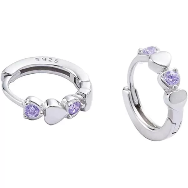 Double Love Heart Cubic Zirconia Small Hoop Earrings for Women Teen Girls 925 Sterling Silver Tiny Cute Huggie Hoops Cartilage Hypoallergenic for Sensitive Ear Birthstone Valentine Easter Mothers Day Jewelry Gifts for Her AmethystDouble Love Heart Cubic Zirconia Small Hoop Earrings for Women Teen Girls 925 Sterling Silver Tiny Cute Huggie Hoops Cartilage Hypoallergenic for Sensitive Ear Birthstone Valentine Easter Mothers Day Jewelry Gifts for Her Amethyst