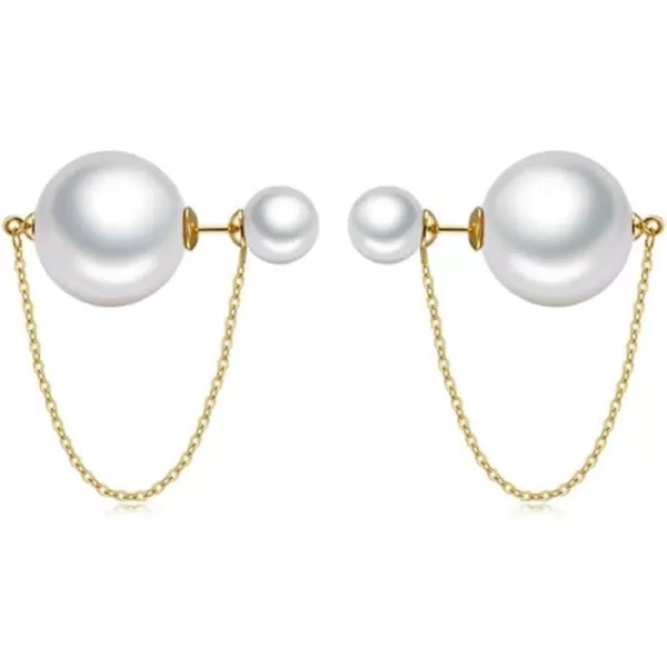 Double Sided Faux Pearl Tassel Dangle Stud Earrings for Women Girls S925 Sterling Silver Gold Plated Chain Drop Front Back Ear Jacket Ball Studs Fashion Unique Jewelry Dainty Gifts for Best FriendsDouble Sided Faux Pearl Tassel Dangle Stud Earrings for Women Girls S925 Sterling Silver Gold Plated Chain Drop Front Back Ear Jacket Ball Studs Fashion Unique Jewelry Dainty Gifts for Best Friends