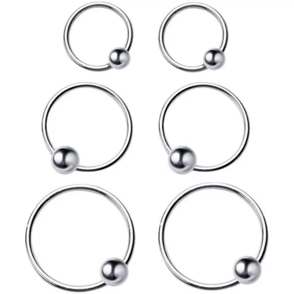 Dtja 20G Sterling Silver Ball Bead Sleeper Tiny Small Hoop Earrings for Women Girls Men Tragus Cartilage Nose Rings Septum Minimalist Piercing Huggie Hoops Lightweight Jewelry81012mm