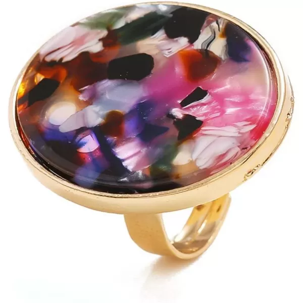 Dtja Boho Big Round Acrylic Statement Ring for Women Girls Gold Plated Vintage Colorful Resin Adjustable Expandable Open Wrap Rings Comfort Fit Wedding Cocktail Party JewelryDtja Boho Big Round Acrylic Statement Ring for Women Girls Gold Plated Vintage Colorful Resin Adjustable Expandable Open Wrap Rings Comfort Fit Wedding Cocktail Party Jewelry