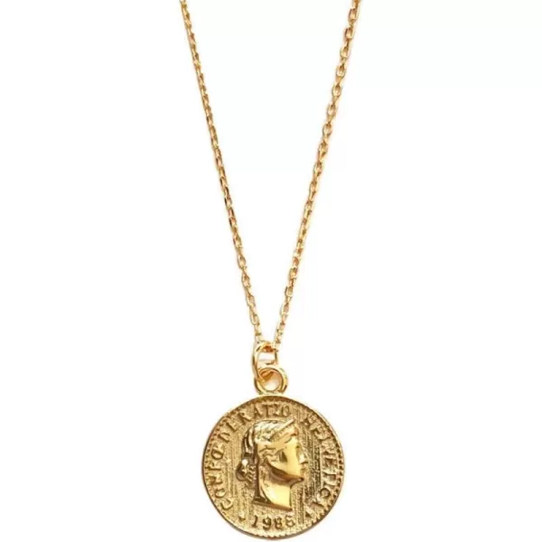 Dtja Carved Gold Coin Pendant Necklace for Women Girls 925 Sterling Silver 18K Gold Plated Simple Round Chain GoddessnbspWorship Celebrity Medal ReversiblenbspKeepsake Chic Choker Fashion Jewelry Gifts BoxDtja Carved Gold Coin Pendant Necklace for Women Girls 925 Sterling Silver 18K Gold Plated Simple Round Chain GoddessnbspWorship Celebrity Medal ReversiblenbspKeepsake Chic Choker Fashion Jewelry Gifts Box