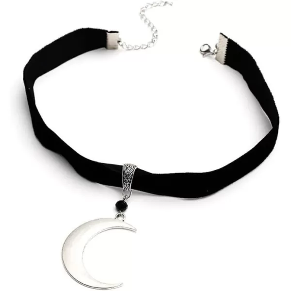 Dtja Crescent Moon Choker Pendant Necklace for Women Girls Boho Black Velvet Collar Necklace Adjustable Chain Vintage Jewelry GiftDtja Crescent Moon Choker Pendant Necklace for Women Girls Boho Black Velvet Collar Necklace Adjustable Chain Vintage Jewelry Gift
