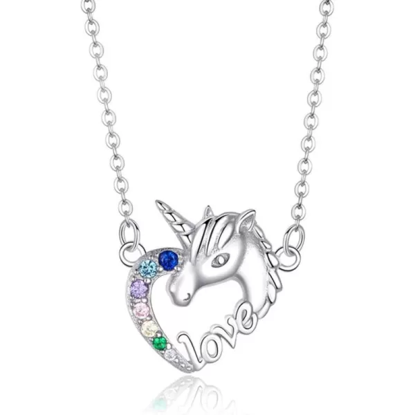 Dtja Delicate Unicorn Crystal Love Heart Pendant Necklace for Women Teen Girls 925 Sterling Silver Rainbow Colorful Rhinestone Cute Choker Adjustable Rolo Chain 18 Inches Hypoallergenic Birthday GiftDtja Delicate Unicorn Crystal Love Heart Pendant Necklace for Women Teen Girls 925 Sterling Silver Rainbow Colorful Rhinestone Cute Choker Adjustable Rolo Chain 18 Inches Hypoallergenic Birthday Gift