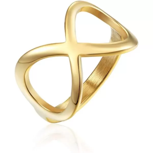 Dtja Minimalist Infinity Knot Band Rings for Women Girls Stainless Steel High Polished Comfort Fit Tarnish Resistant Eternity Wedding Promise Statement Ring Simple Jewelry Gifts for Her HimGold