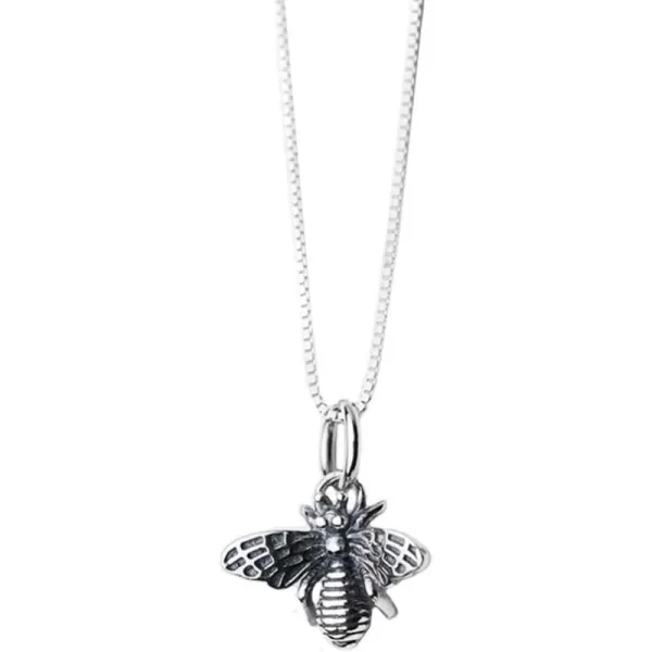 Dtja Vintage Bee Necklace for Women Girls Men 925 Sterling Silver Oxidized Charm Bumblebee Honeybee Pendant Choker Necklaces Adjustable Box Chain 18 inches Fashion Punk Retro JewelryDtja Vintage Bee Necklace for Women Girls Men 925 Sterling Silver Oxidized Charm Bumblebee Honeybee Pendant Choker Necklaces Adjustable Box Chain 18 inches Fashion Punk Retro Jewelry