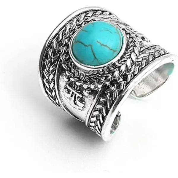 Dtja Vintage Boho Turquoise Wide Statement Ring for Women Girls Oxidized Silver Plated Big Open Band Wrap Adjustable Expandable Finger Rings Comfort Fit Fashion Bohemian Ethnic Exaggerated JewelryDtja Vintage Boho Turquoise Wide Statement Ring for Women Girls Oxidized Silver Plated Big Open Band Wrap Adjustable Expandable Finger Rings Comfort Fit Fashion Bohemian Ethnic Exaggerated Jewelry