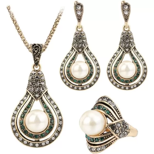 Dtja Vintage CZ Pearl Earrings Teardrop Pendant Necklace Jewelry Set for Women Girl Gold Plated Faux Pearls Boho Wedding Cocktail Party Christmas Anniversary Jewelry GiftsDtja Vintage CZ Pearl Earrings Teardrop Pendant Necklace Jewelry Set for Women Girl Gold Plated Faux Pearls Boho Wedding Cocktail Party Christmas Anniversary Jewelry Gifts