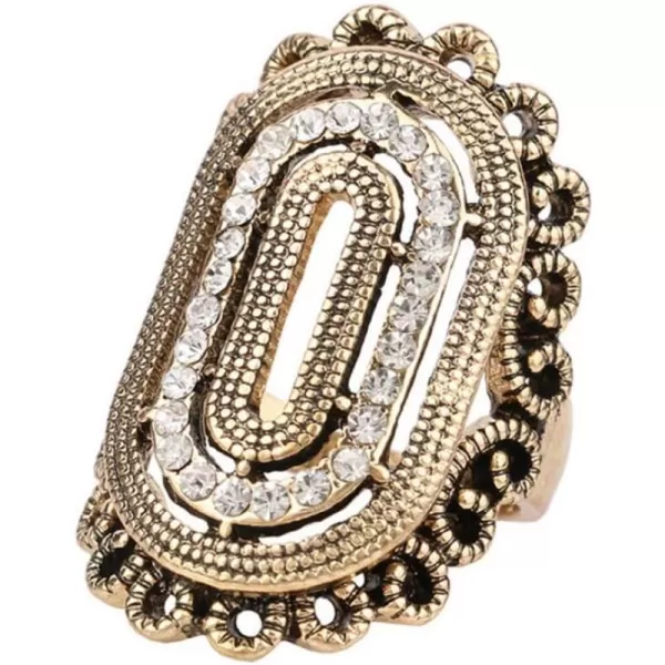 Dtja Vintage Layered Twist Statement Ring for Women Girls Gold Plated Oxidized CZ Boho Filigree Wide Knot Band Finger Rings Comfort Fit Bohemian Indian Bollywood Wedding Birthday Retro JewelryGold Size 8
