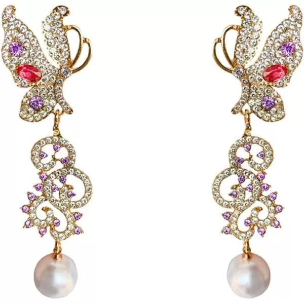 Elegant CZ Butterfly Pearl Ball Dangle Earrings for Women Girls Gold Plated Cubic Zirconia Faux Pearls Hypoallergenic Exaggerated Big Statement Drop Dangling Stud Earring Wedding Birthday Jewelry GiftElegant CZ Butterfly Pearl Ball Dangle Earrings for Women Girls Gold Plated Cubic Zirconia Faux Pearls Hypoallergenic Exaggerated Big Statement Drop Dangling Stud Earring Wedding Birthday Jewelry Gift