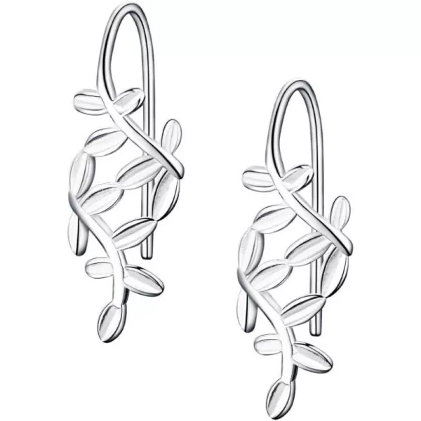 Elegant Oliva Leaf Dangle Drop Clip Earrings for Women Girls S925 Sterling Silver 18K White Gold Plated Fashion Dainty Cartilage Stud Hypoallergenic Jewelry Gifts for Mother Best Friend BirthdayElegant Oliva Leaf Dangle Drop Clip Earrings for Women Girls S925 Sterling Silver 18K White Gold Plated Fashion Dainty Cartilage Stud Hypoallergenic Jewelry Gifts for Mother Best Friend Birthday