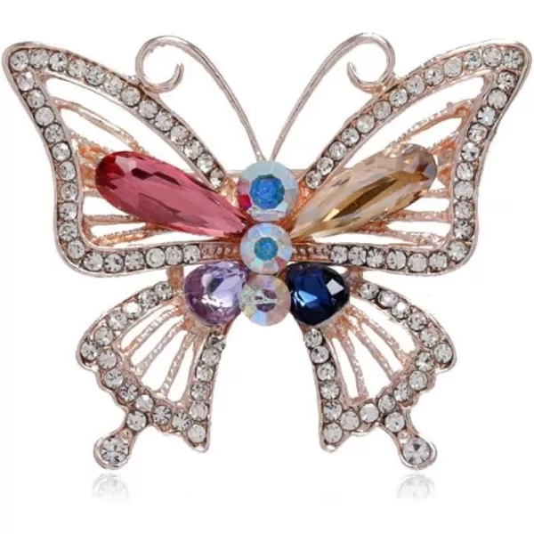 Elegant Rhinestone Butterfly Brooch for Women Girls Rose Gold Plated Colorful CZ Crystal Lapel Pin Dress Accessories Christmas Birthday Valentine Jewelry GiftElegant Rhinestone Butterfly Brooch for Women Girls Rose Gold Plated Colorful CZ Crystal Lapel Pin Dress Accessories Christmas Birthday Valentine Jewelry Gift